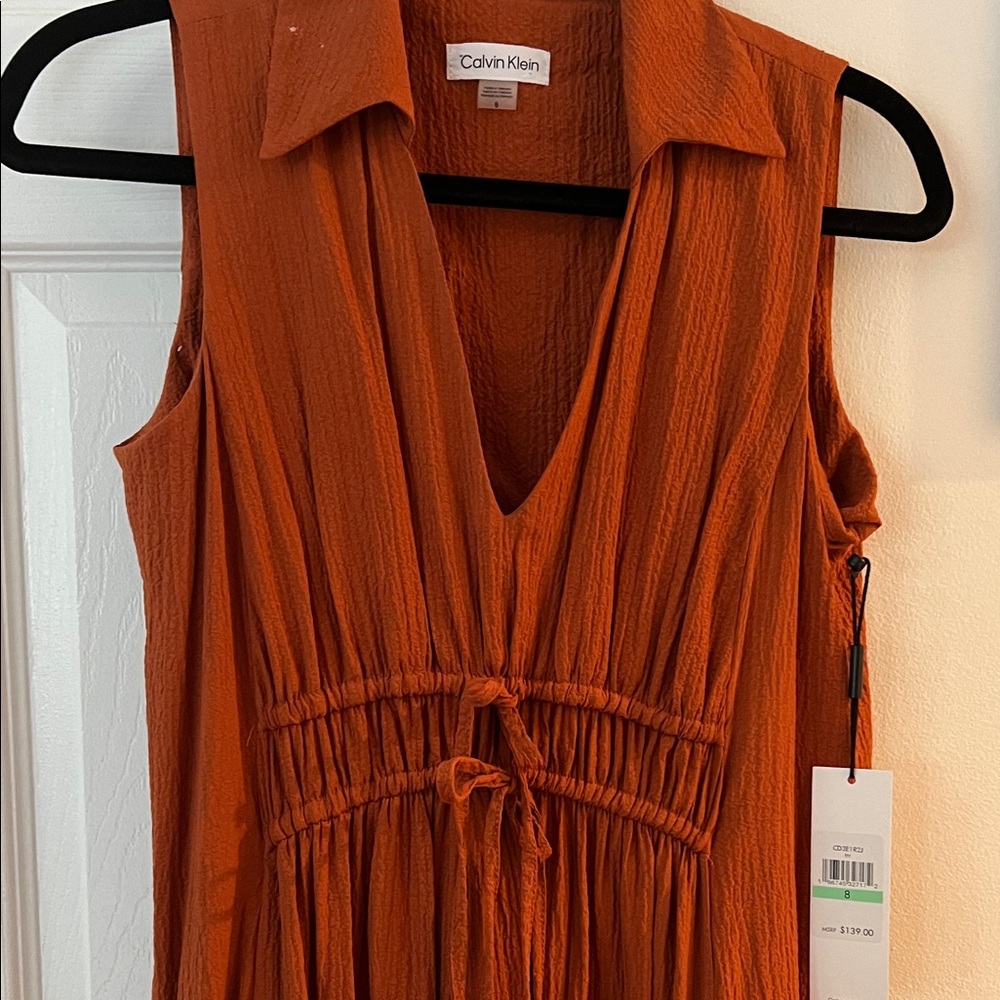 Calvin Klein Terracotta Sleeveless Dress NWT